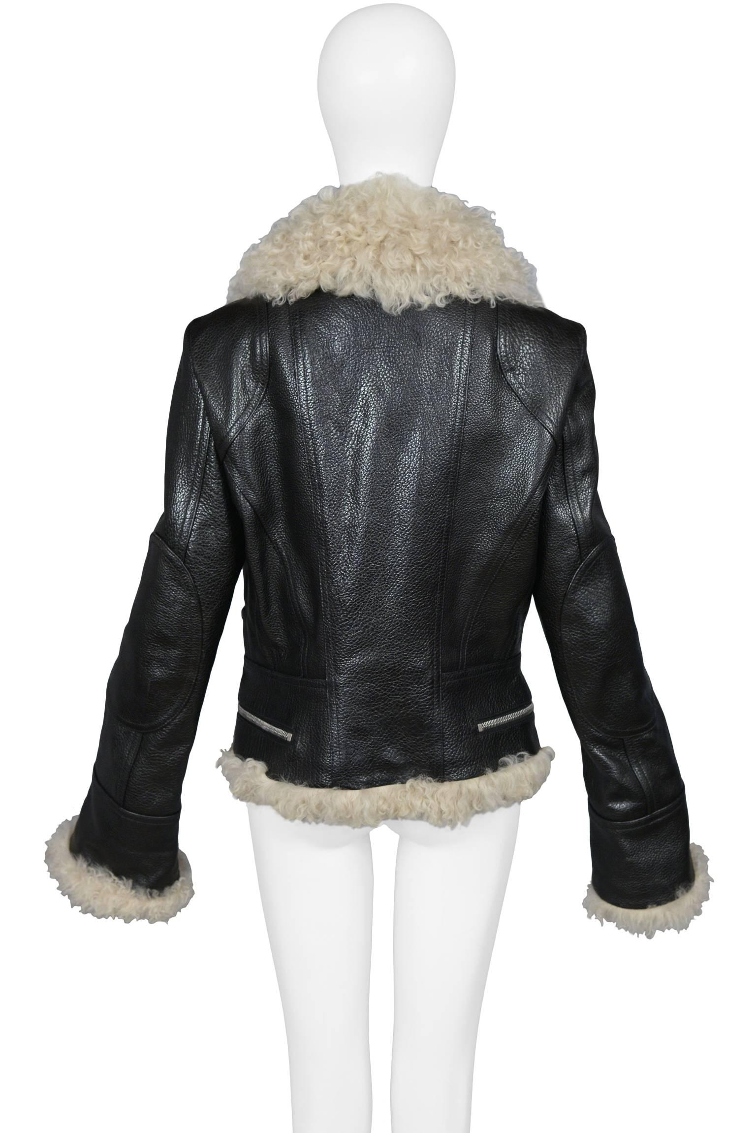 balenciaga fur leather jacket