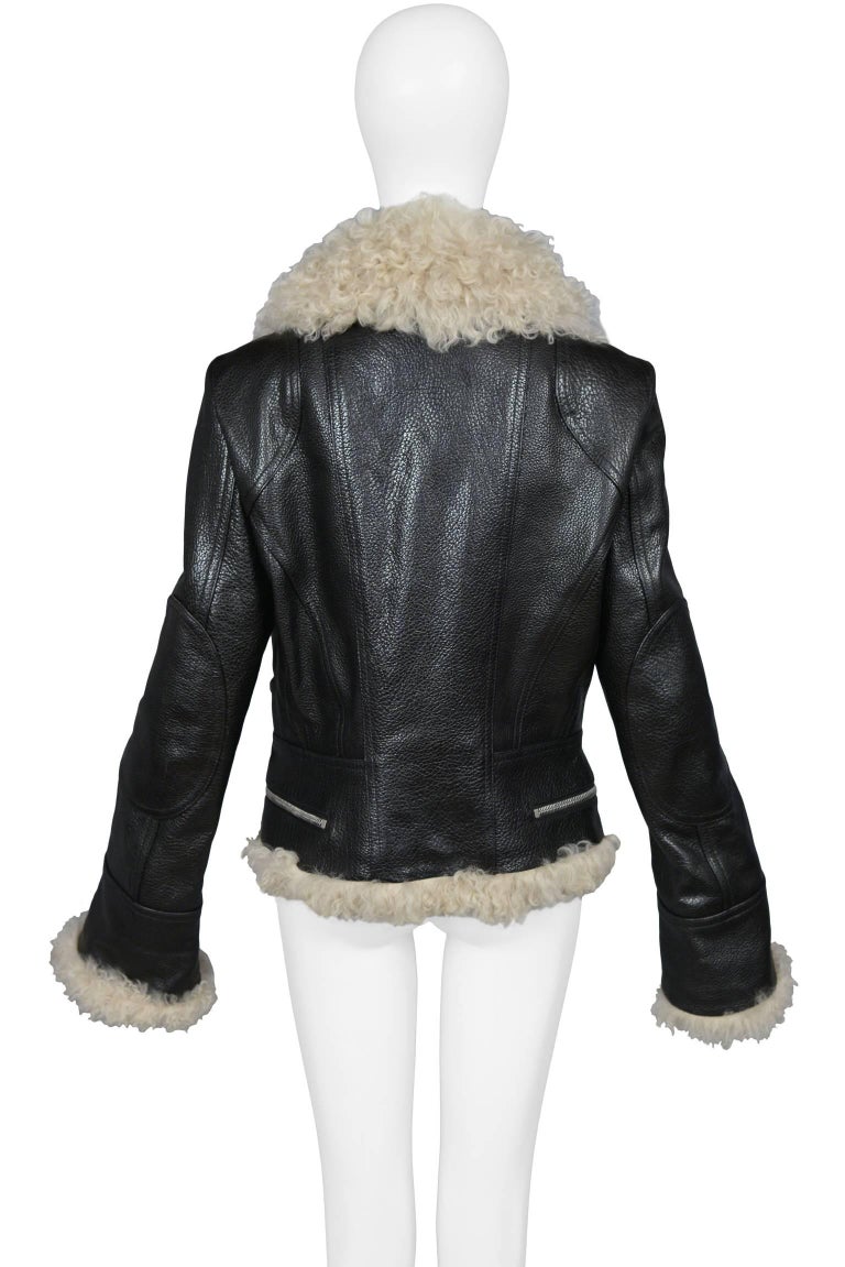 Balenciaga Leather and Goat Fur Motorcycle Jacket, A / W 2004 at ...