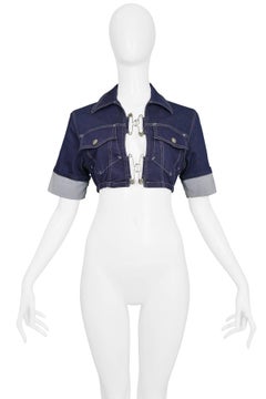 Jean Paul Gaultier Denim and Safety Pin Crop Top