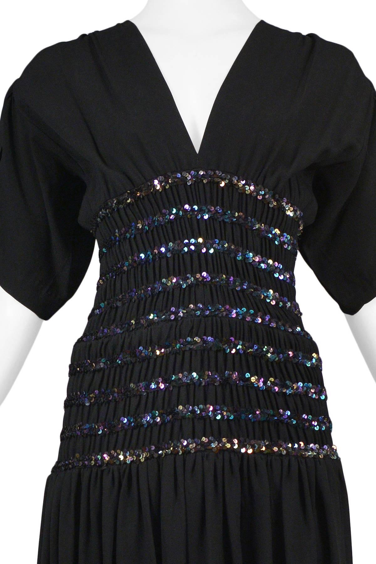 Vintage Yves Saint Laurent 1983 Black Sequin Cocktail Dress  In Excellent Condition In Los Angeles, CA