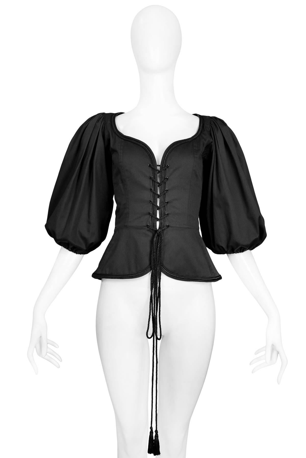 Saint Laurent Chrocet Wool Top in Black Womens Clothing Lingerie Corsets and bustier tops 