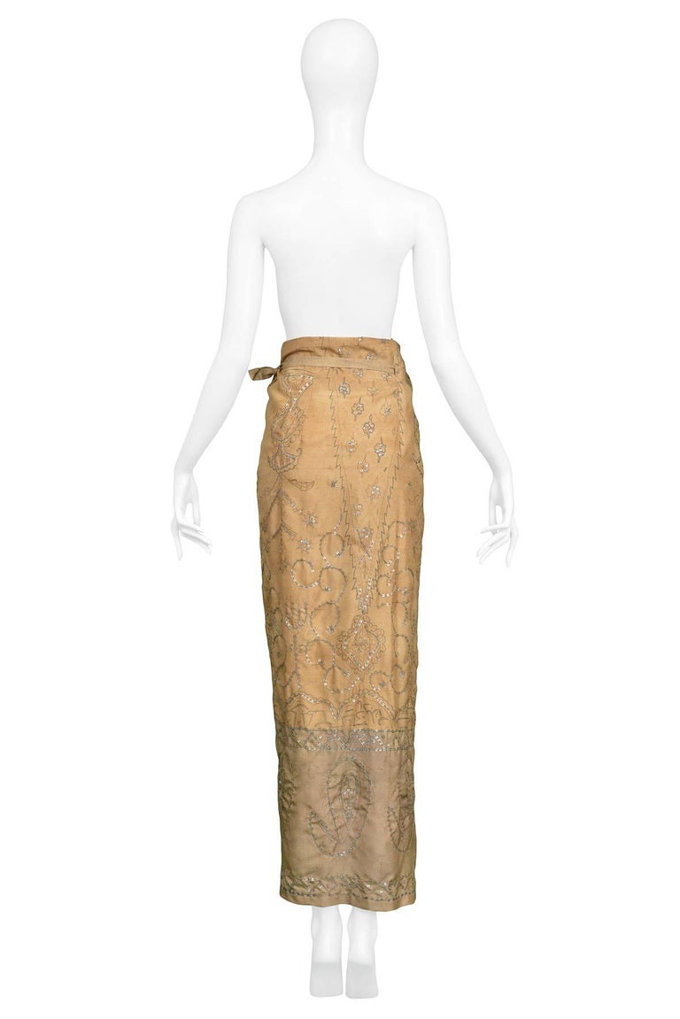Dries Van Noten Vintage Khaki Embroidered Sari Skirt, 1997 at 1stDibs ...