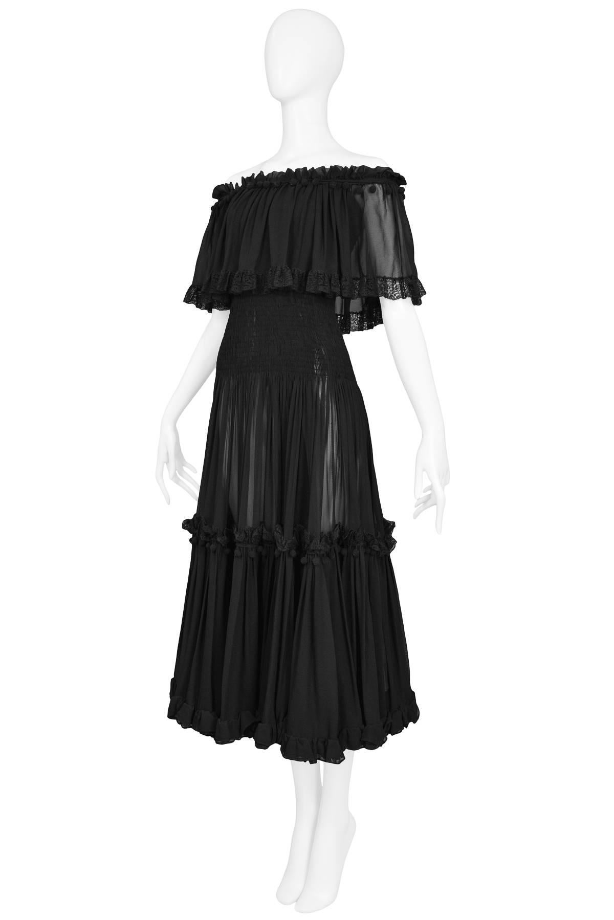 Black Yves Saint Laurent Vintage Gypsy Dress, 1970s 