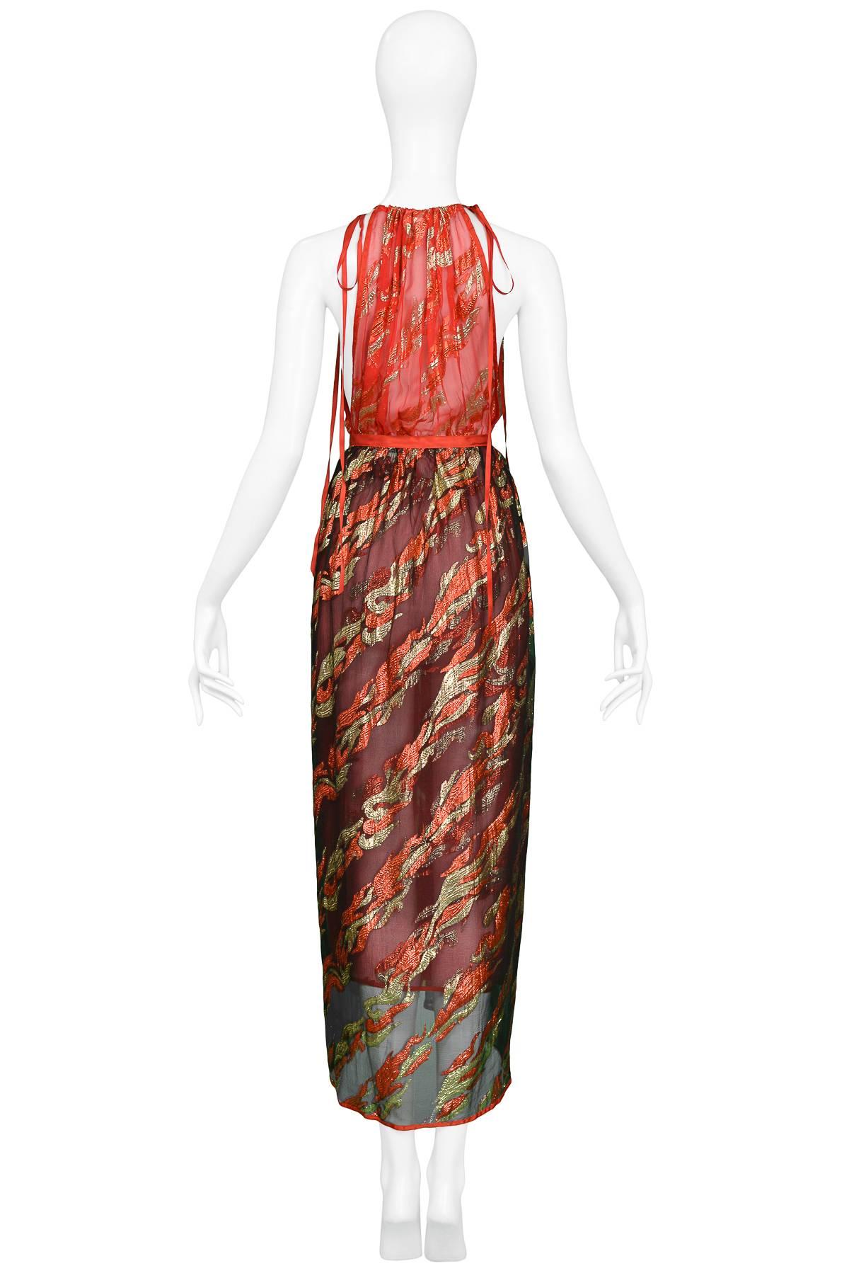 Yves Saint Laurent Vintage Gold and Red Lamé Ensemble, 1970s In Excellent Condition In Los Angeles, CA