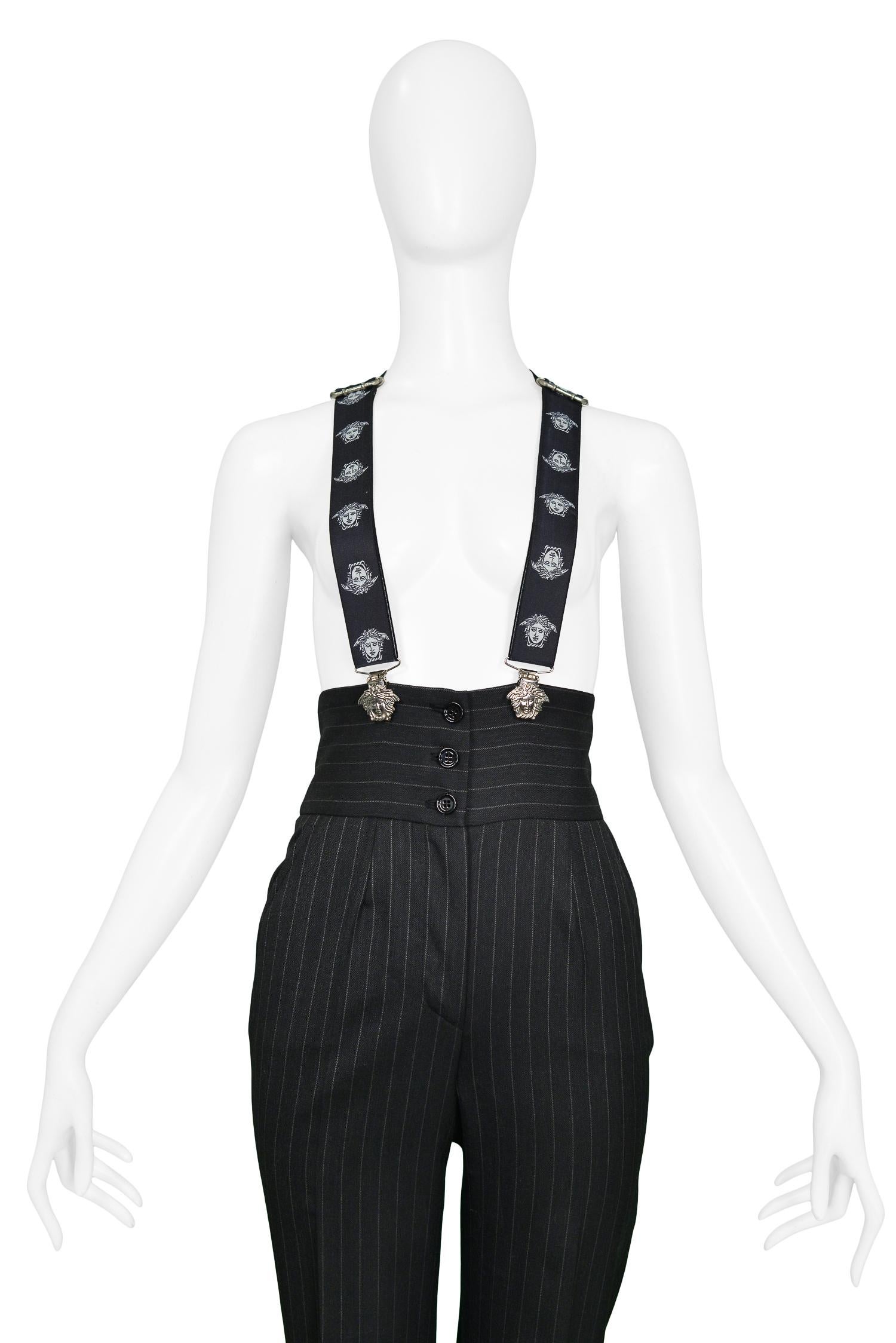 black and white suspenders