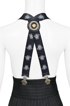 Vintage Versace Black & White Medusa Suspenders