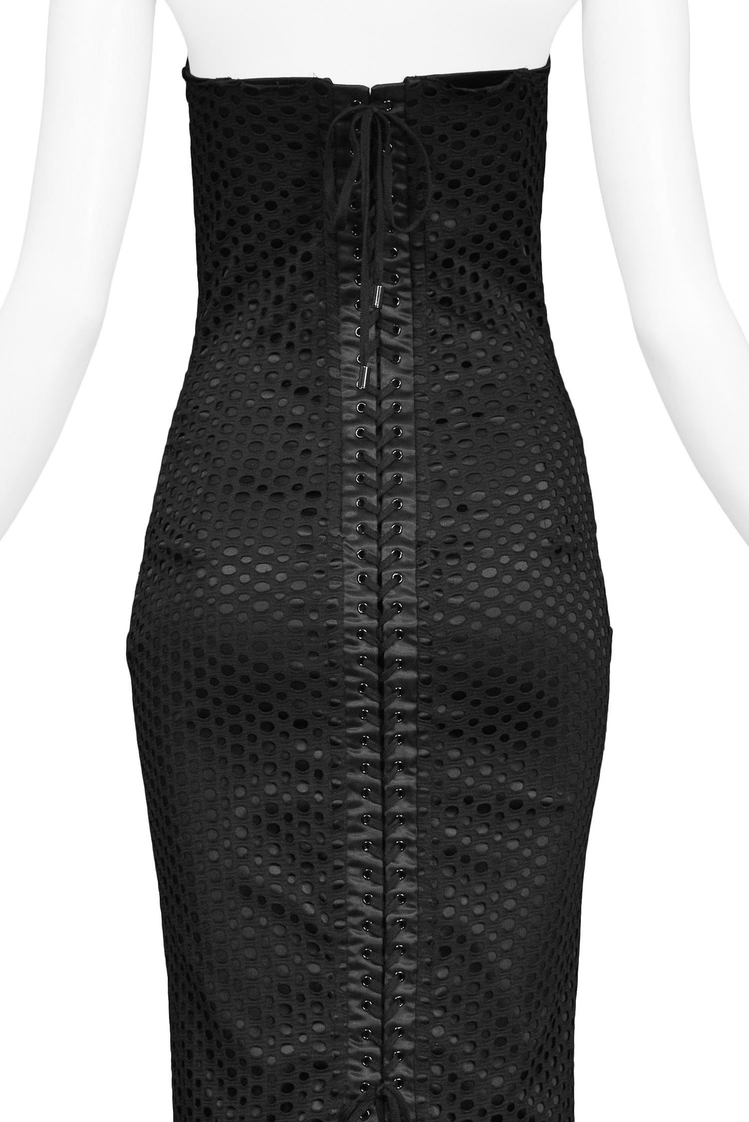Dolce & Gabbana Black Perforated Mesh Dress In Excellent Condition In Los Angeles, CA