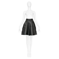 Vintage Gianni Versace Black Leather Fringe Studded Skirt AW 1992