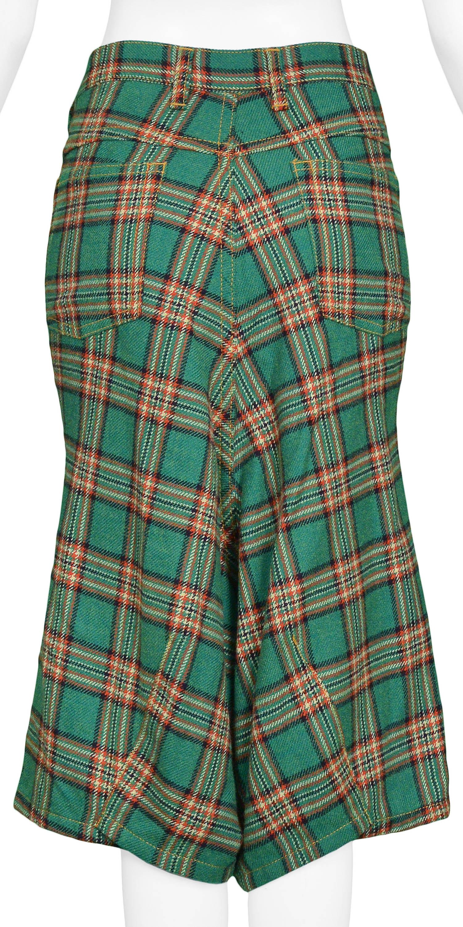 Gray Junya Watanabe Green Tartan Shorts, 2004 For Sale
