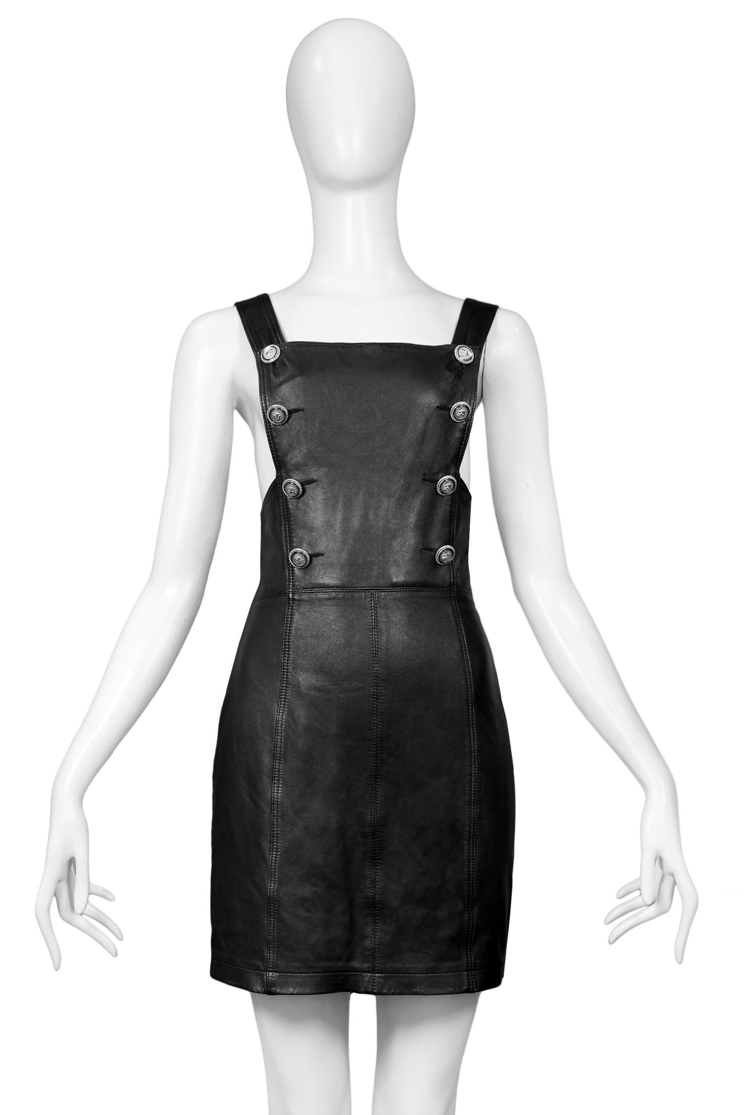 black leather jumper dress