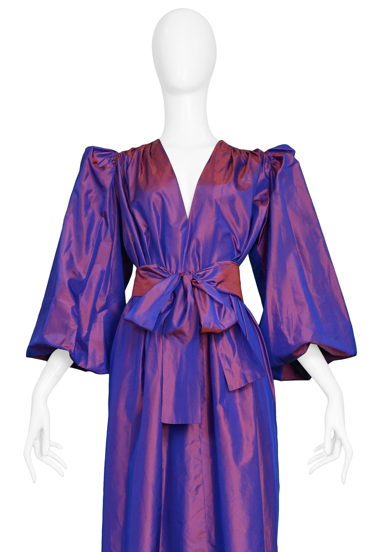 Purple Vintage Yves Saint Laurent Metallic Taffeta Gown 