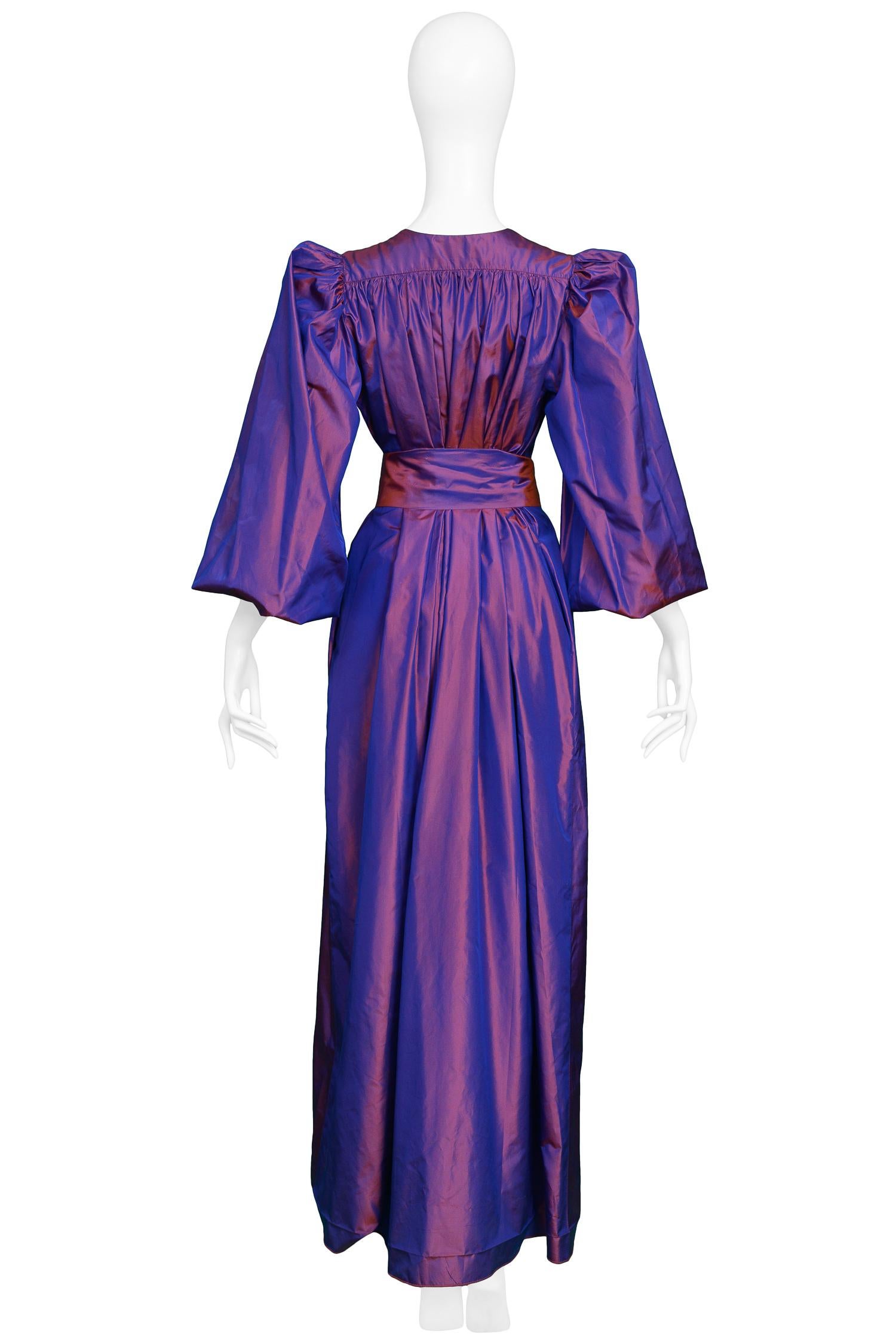 Vintage Yves Saint Laurent Metallic Taffeta Gown  1