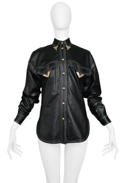 Vintage Gianni Versace F/W 1991 Leather Western Shirt