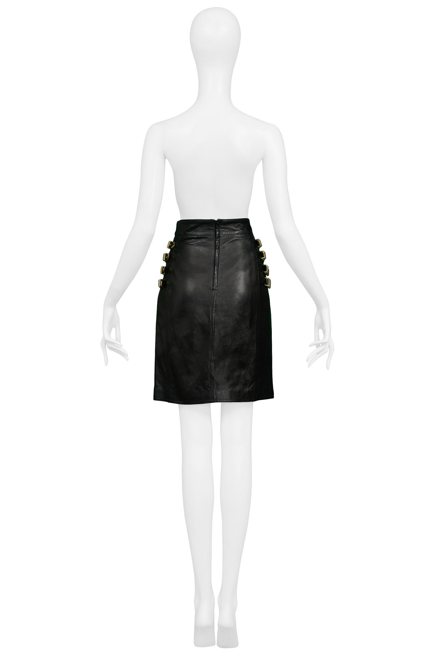 Black Vintage Gianni Versace F/W 1992 Leather Bondage Skirt