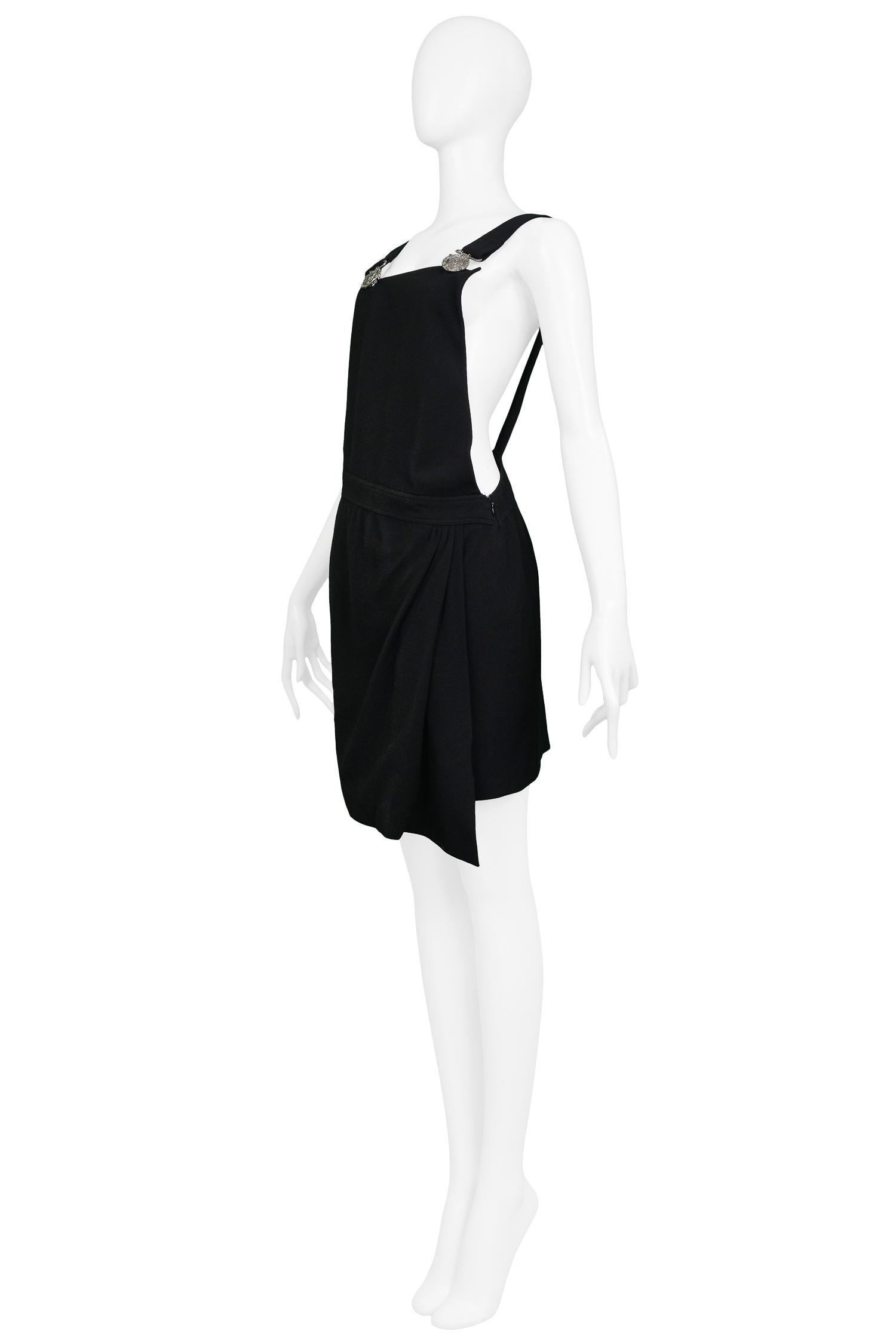 Women's Vintage Gianni Versace 1994 Black Wool Asymmetrical Jumper Dress