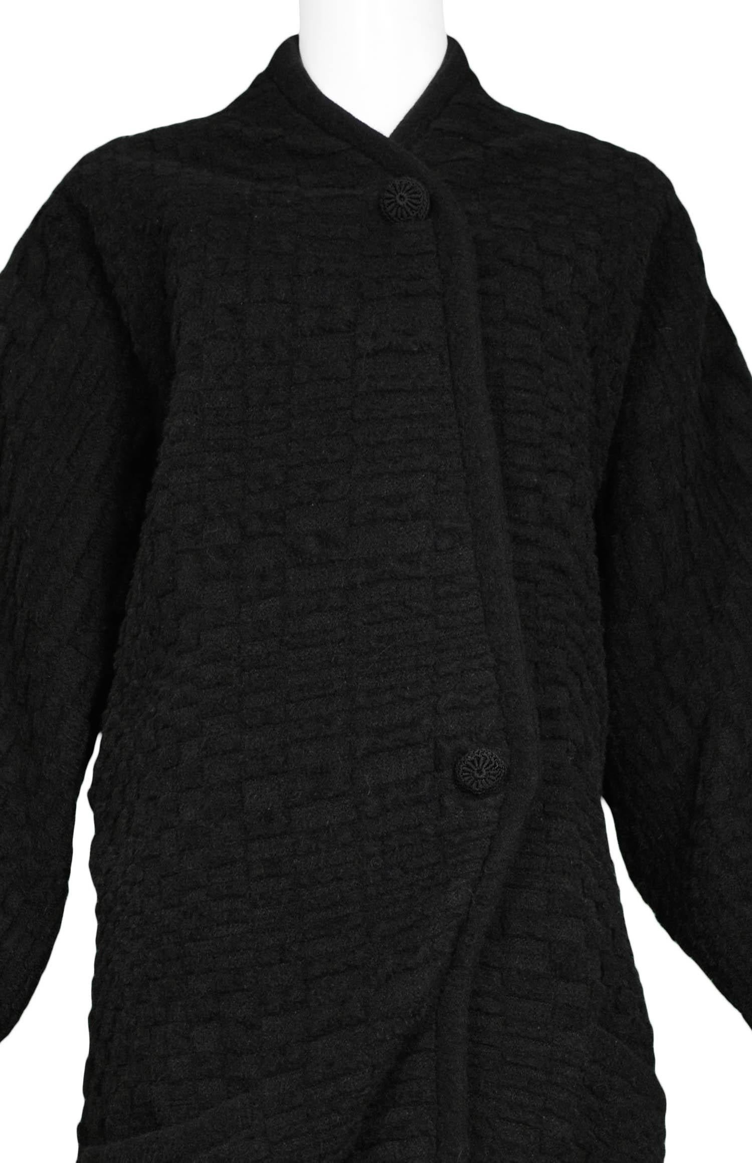 Black Vintage Gianni Versace 1980's Wool Modernist Coat