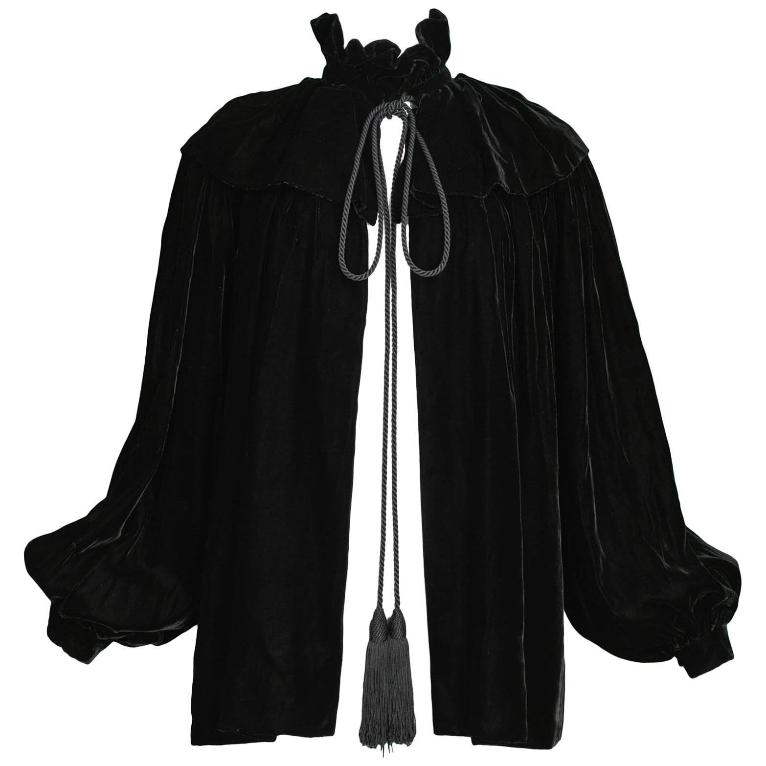 Vintage Yves Saint Laurent Black Velvet Cloak