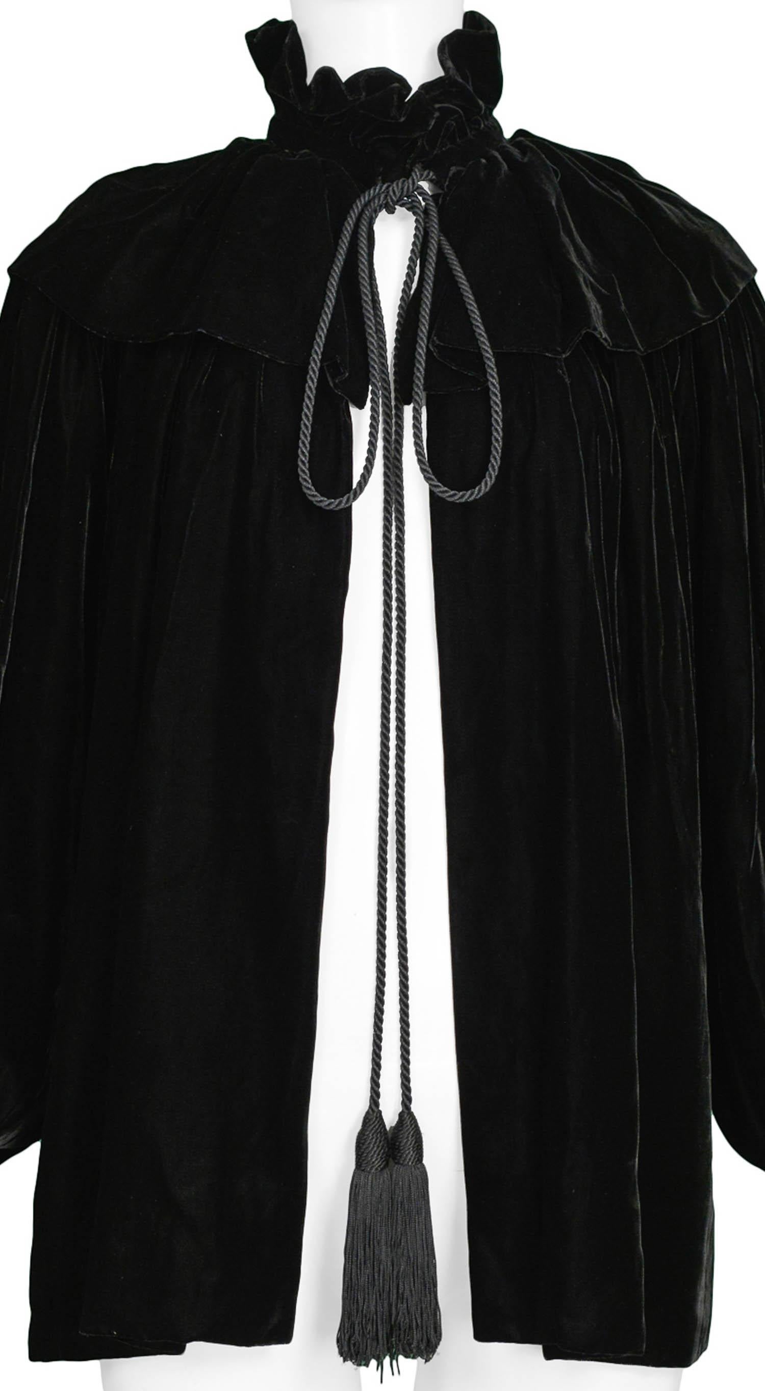 Vintage Yves Saint Laurent Black Velvet Cloak In Excellent Condition In Los Angeles, CA