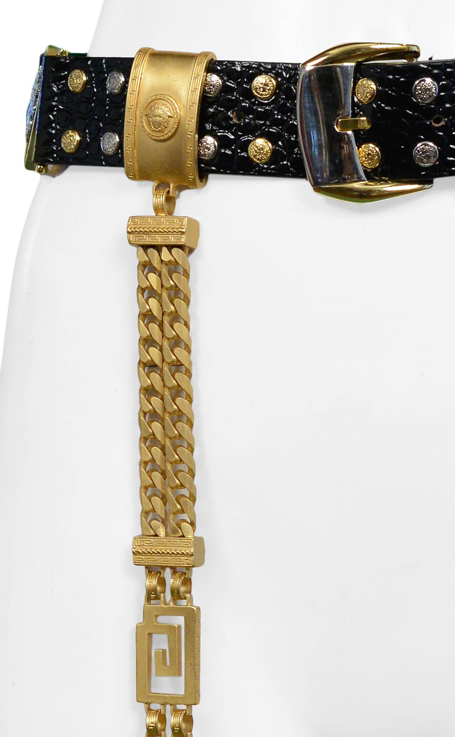 Brown Vintage Gianni Versace 1990's Greco Link Pocket Chain