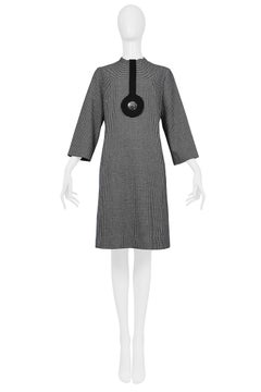 Vintage Pierre Cardin 1968 Black & White Houndstooth Dress
