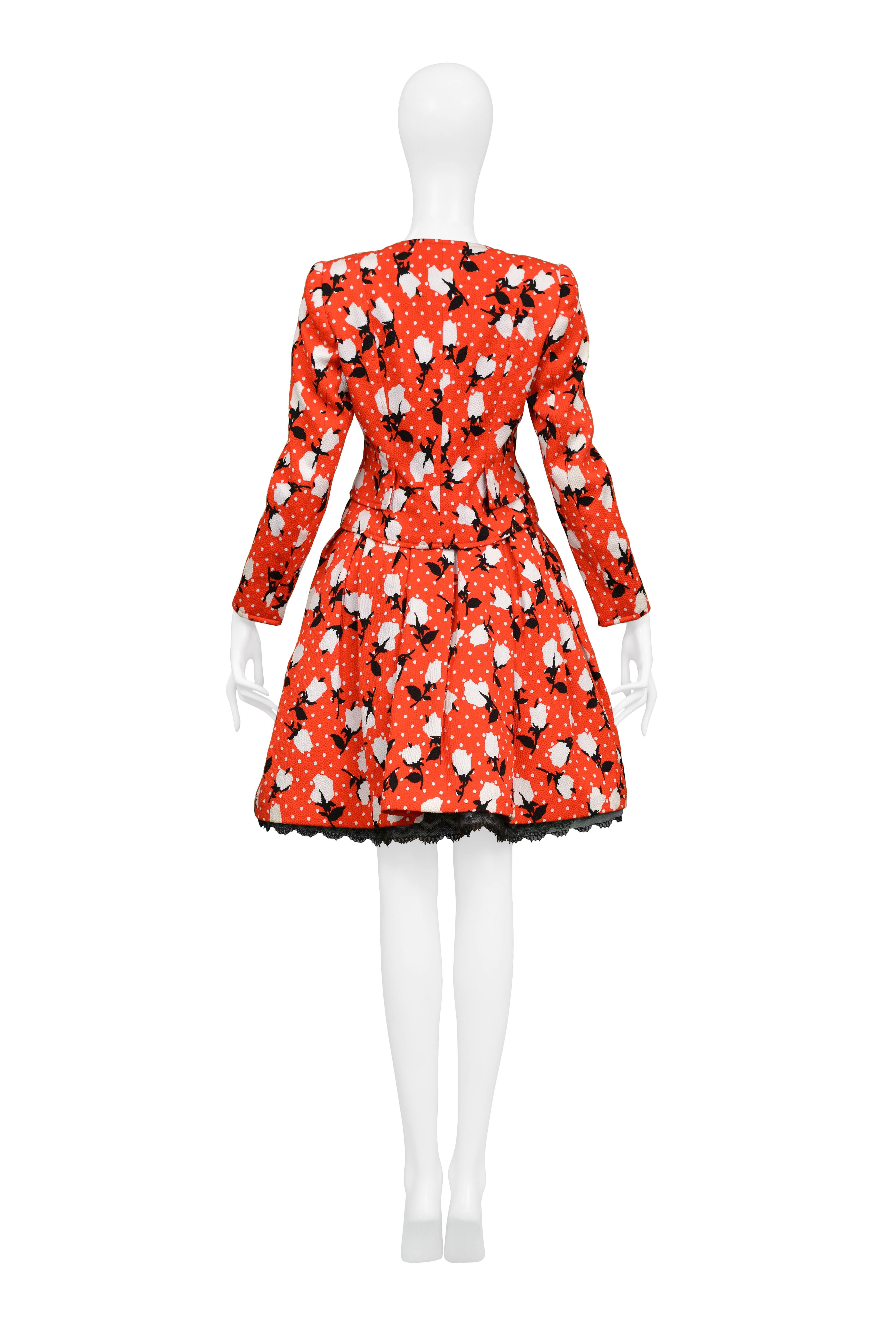 Christian Lacroix Iconic SS 1988 Red Floral Ensemble In Excellent Condition In Los Angeles, CA