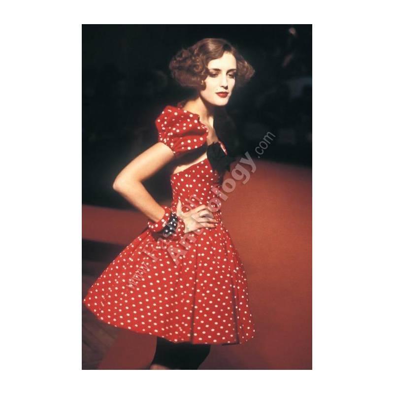 Red Vintage Christian Lacroix Iconic SS 1988 Polka Dot Party Dress