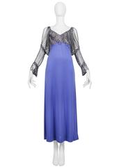 Vintage Loris Azzaro Periwinkle Blue Chain Sleeve Gown