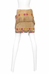 John Galliano Embroidered Fringe Skirt