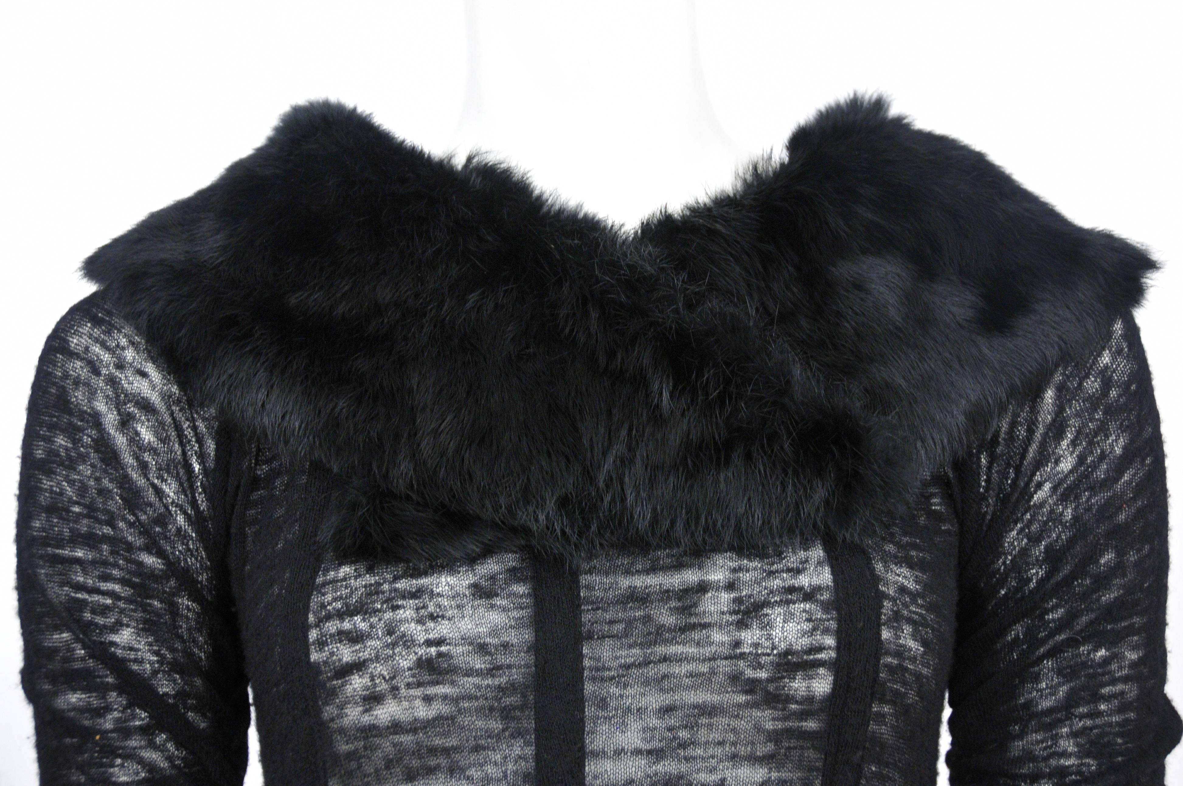 Black Dolce and Gabbana Knit & Fur Dress 