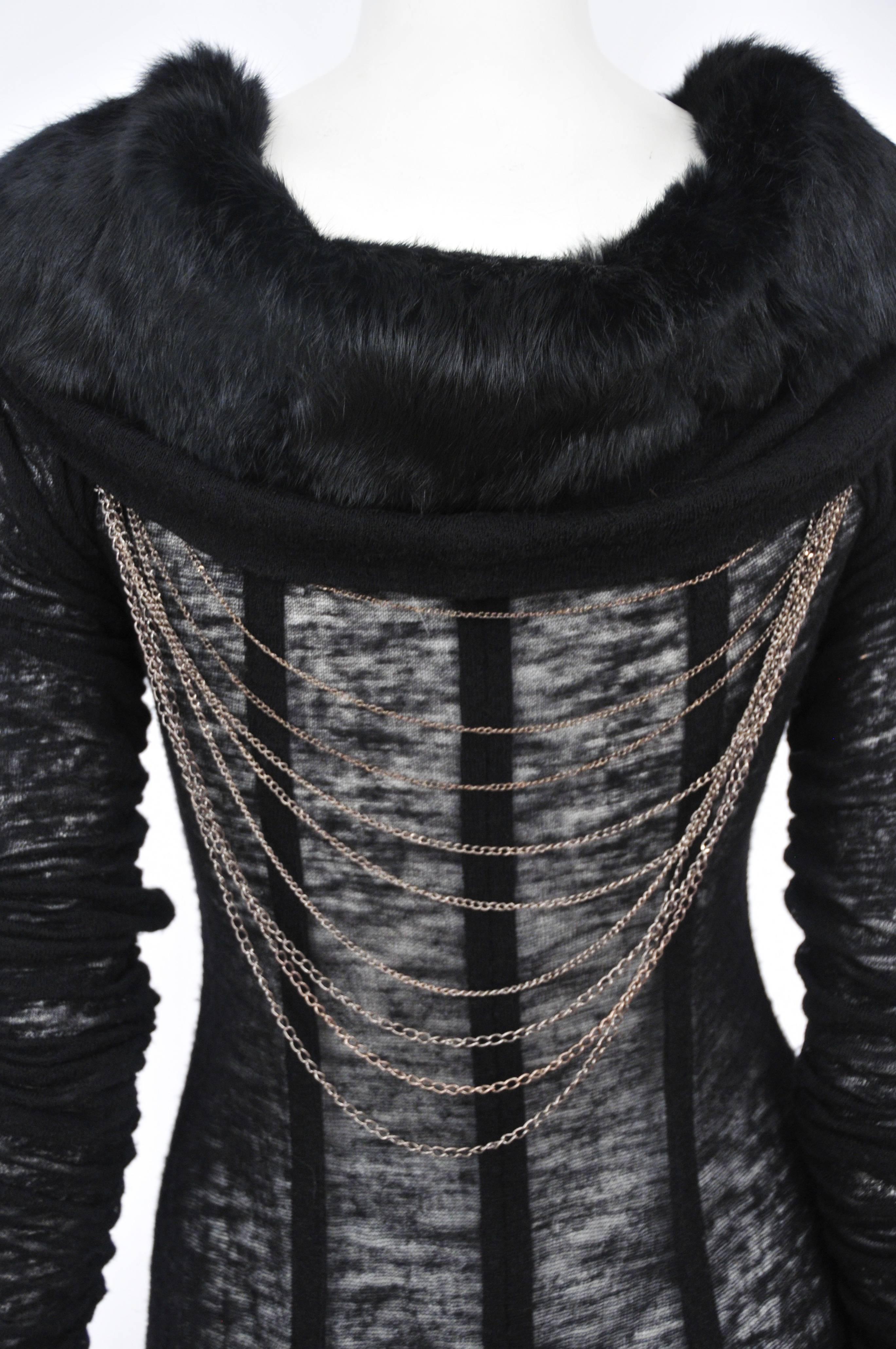 Dolce and Gabbana Knit & Fur Dress  In Excellent Condition In Los Angeles, CA