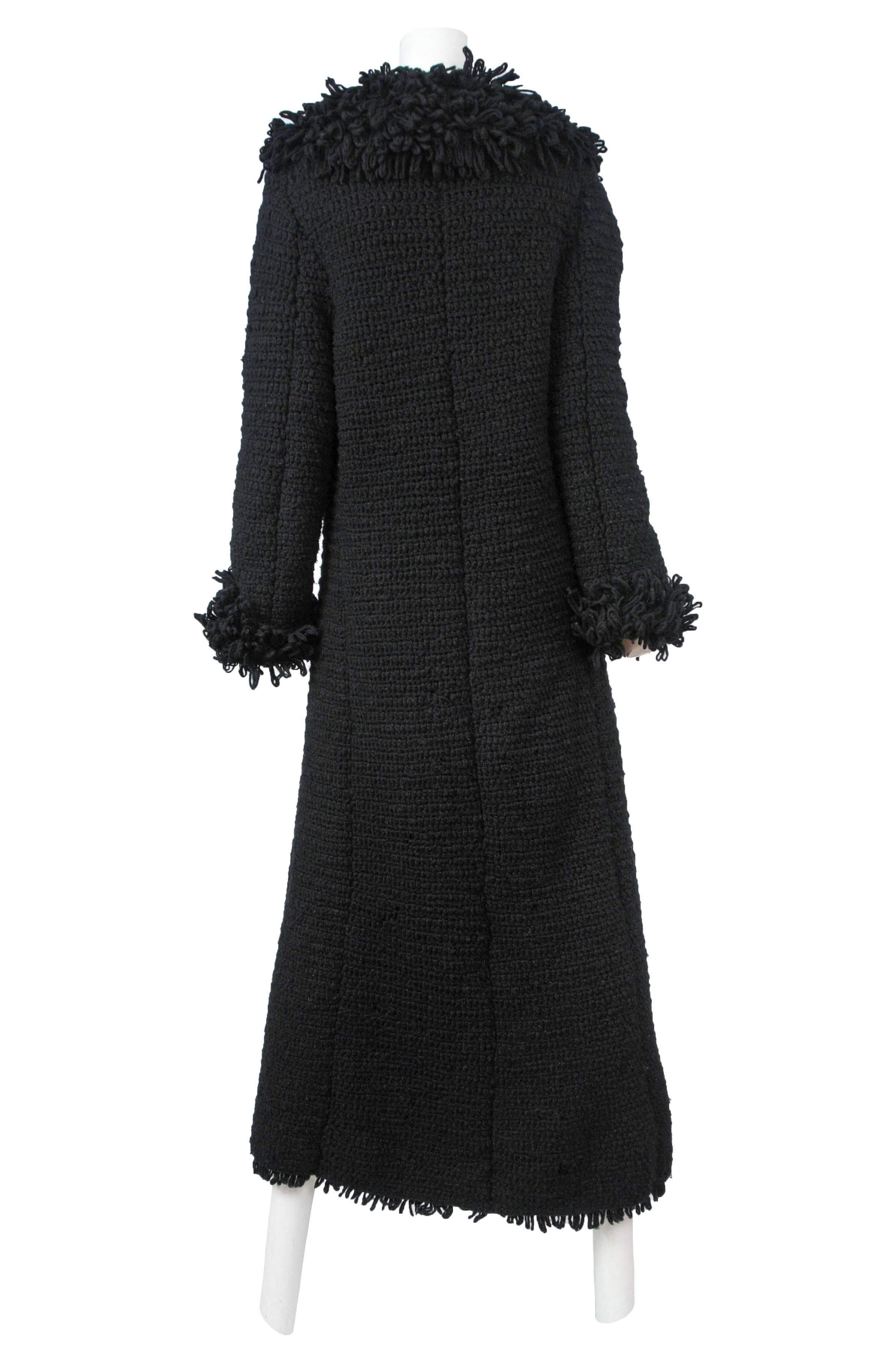 Vintage Yohji Yamamoto black shaggy wool duster coat.