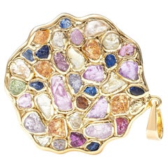 Ciondolo Kabirski Thunder tedesco con zaffiro grezzo, rubino, tsavorite e crisoberillo