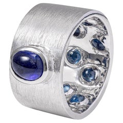German Kabirski Monarch Collectible Egoist 925 Silver Ring with Blue Sapphires