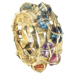 Anillo alemán «Kabirski Lugh» de oro de 14K con zafiro de talla ovalada fantasía