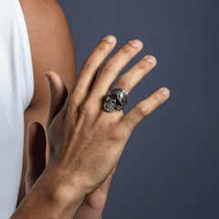 German Kabirski Requiem 925 Sterling Silver Skull Ring with Dark Aesthetic