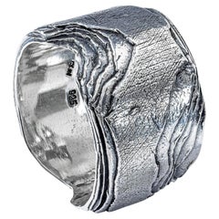 Deutscher Kabirski Inari Unisex-Ring aus oxidiertem 925er Sterlingsilber, breit und mehrlagig