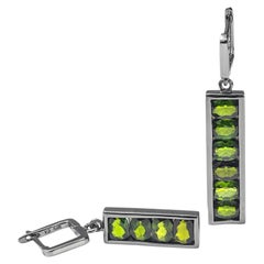 German Kabirski Canli Asymmetric Sterling Silver Earrings with Chrome Diopside