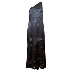 Valentino F/W 2001 Black Panther Satin One Shoulder Gown