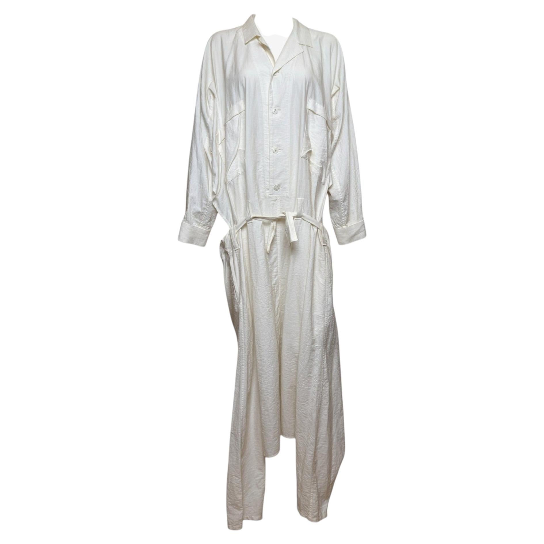 Yohji Yamamoto Frühjahr/Sommer 1983 – Elfenbeinfarbenes, drapiertes, übergroßes Overall-Kleid