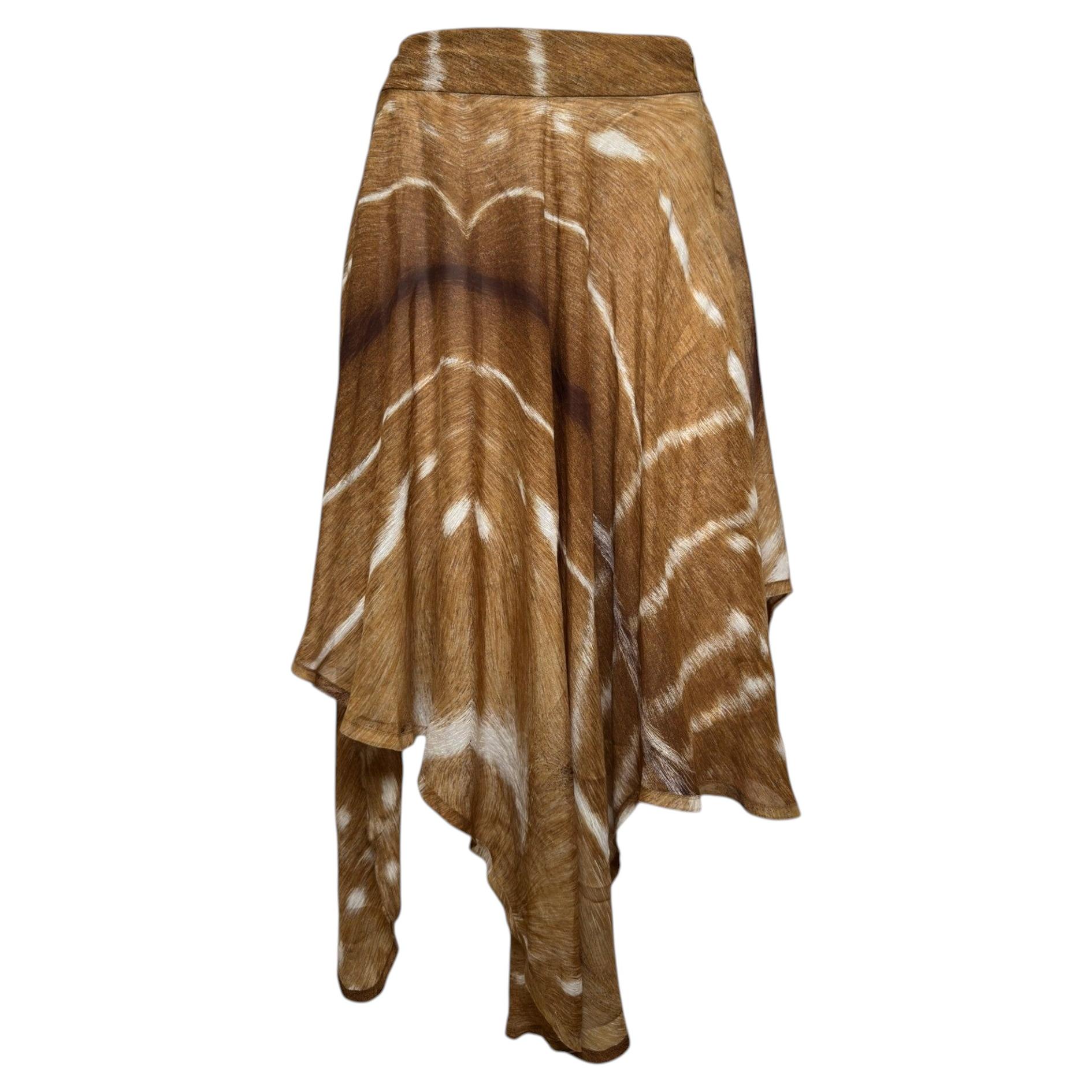 Yves Saint Laurent by Tom Ford S/S 2002 Fawn-Print Sheer Midi Skirt