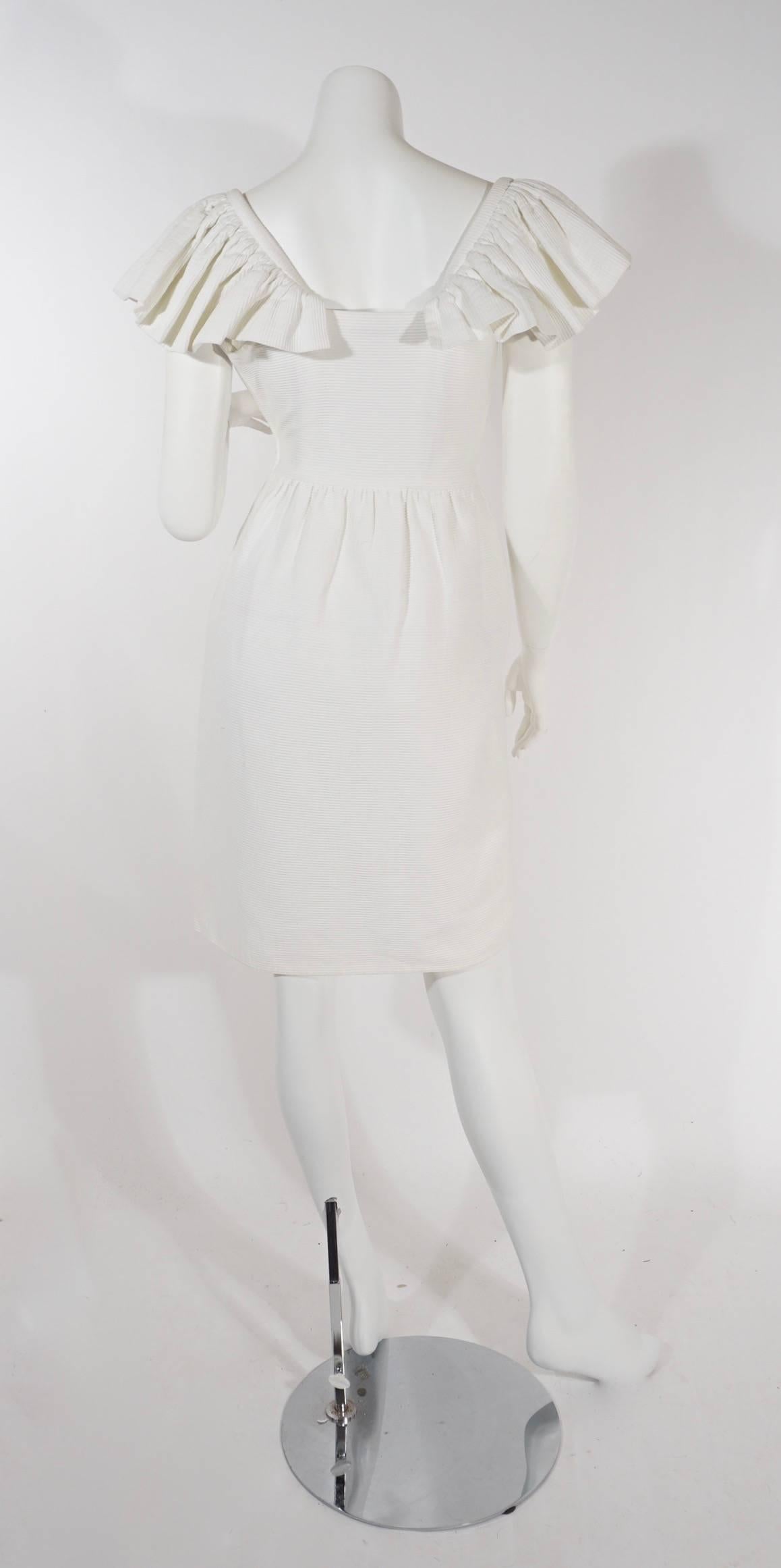 Gray Lanvin White Cotton Ribbed Dress