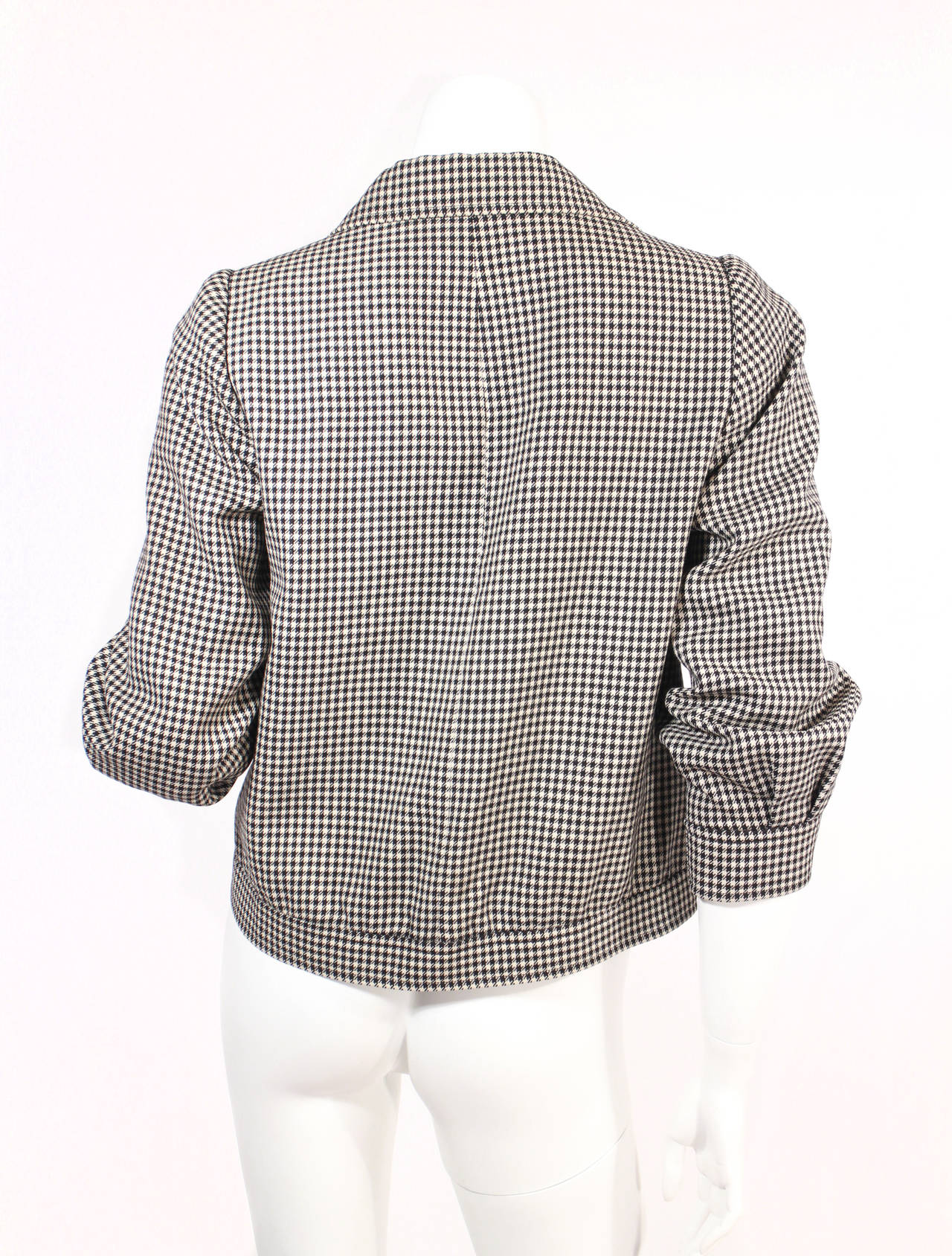 Yves Saint Laurent Houndstooth Jacket with 3/4 Sleeves In Excellent Condition In New York, NY