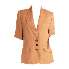 Herm\u00e8s Blazer long beige clair-brun motif ray\u00e9 style classique Mode Blazers Blazers longs Hermès 