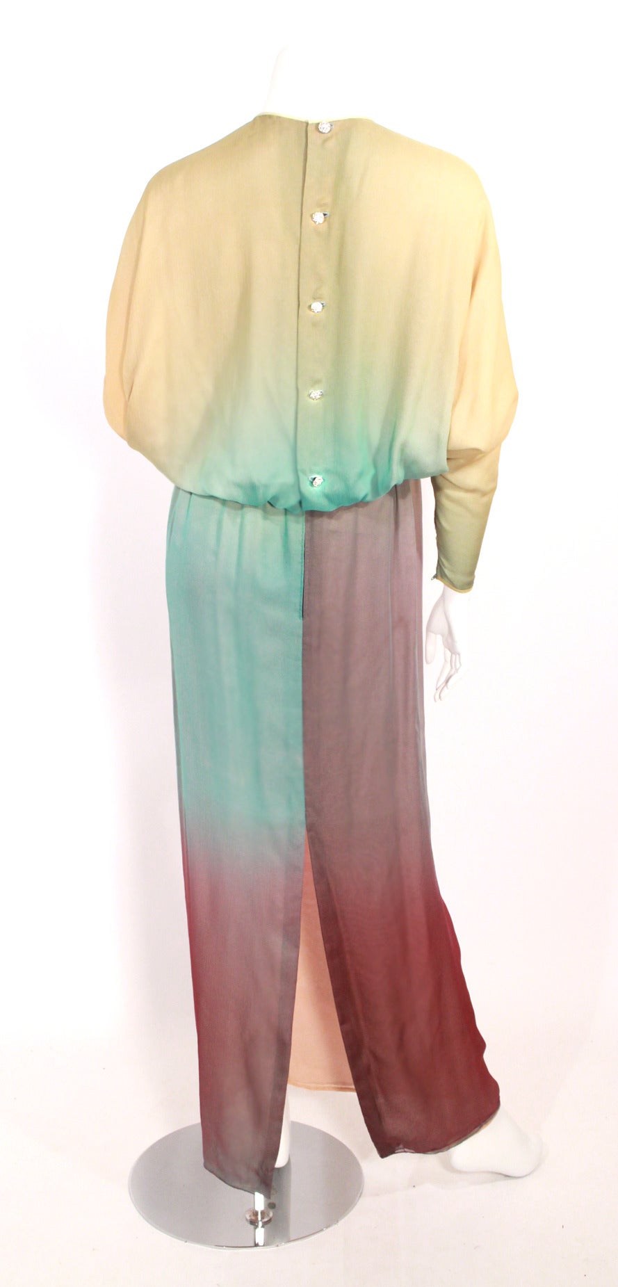 Women's Galanos Multicolor Ombre Silk Gown