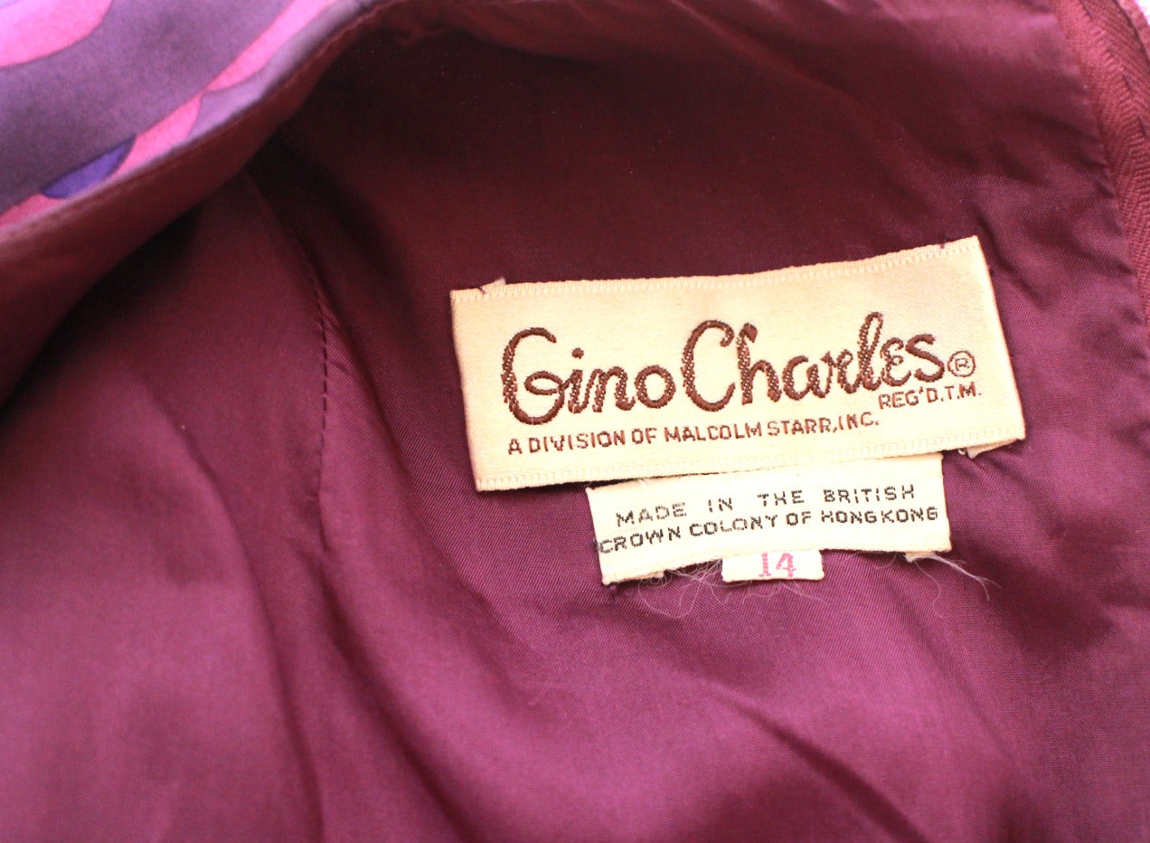 Purple Gino Charles 1960's Embellished Gown For Sale