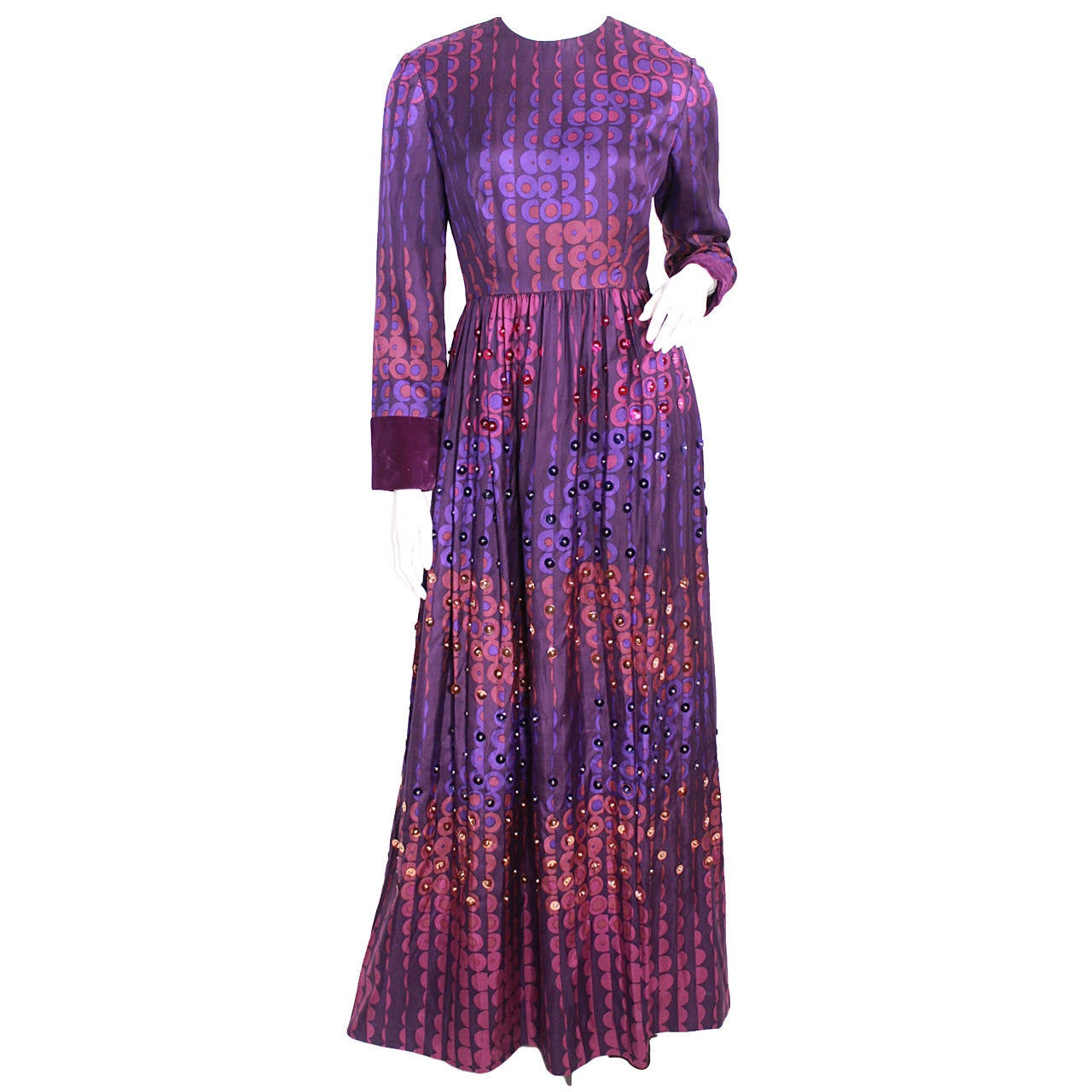 Gino Charles 1960's Embellished Gown For Sale