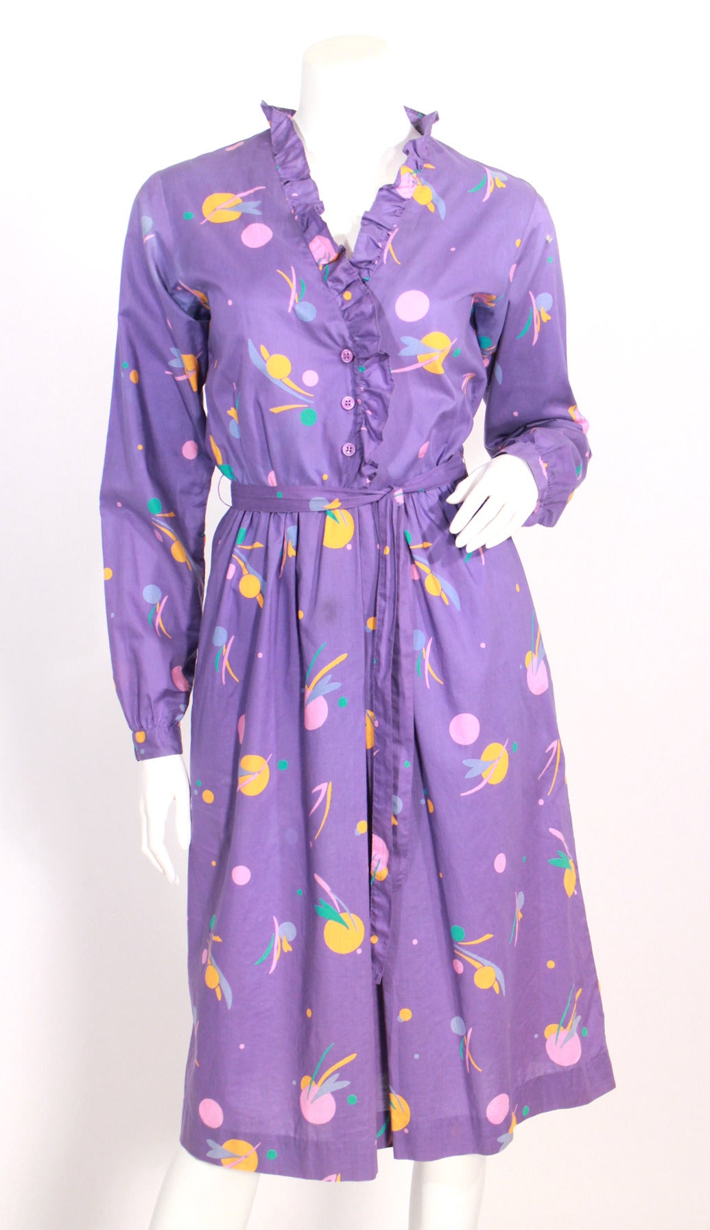 Purple 1970s Diane Von Furstenberg Colorful Print ShirtDress For Sale