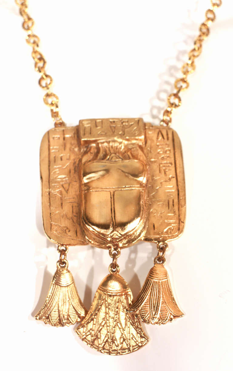 Kenneth Jay Lane Egyptian revival scarab necklace. Fun oversized KJL piece!