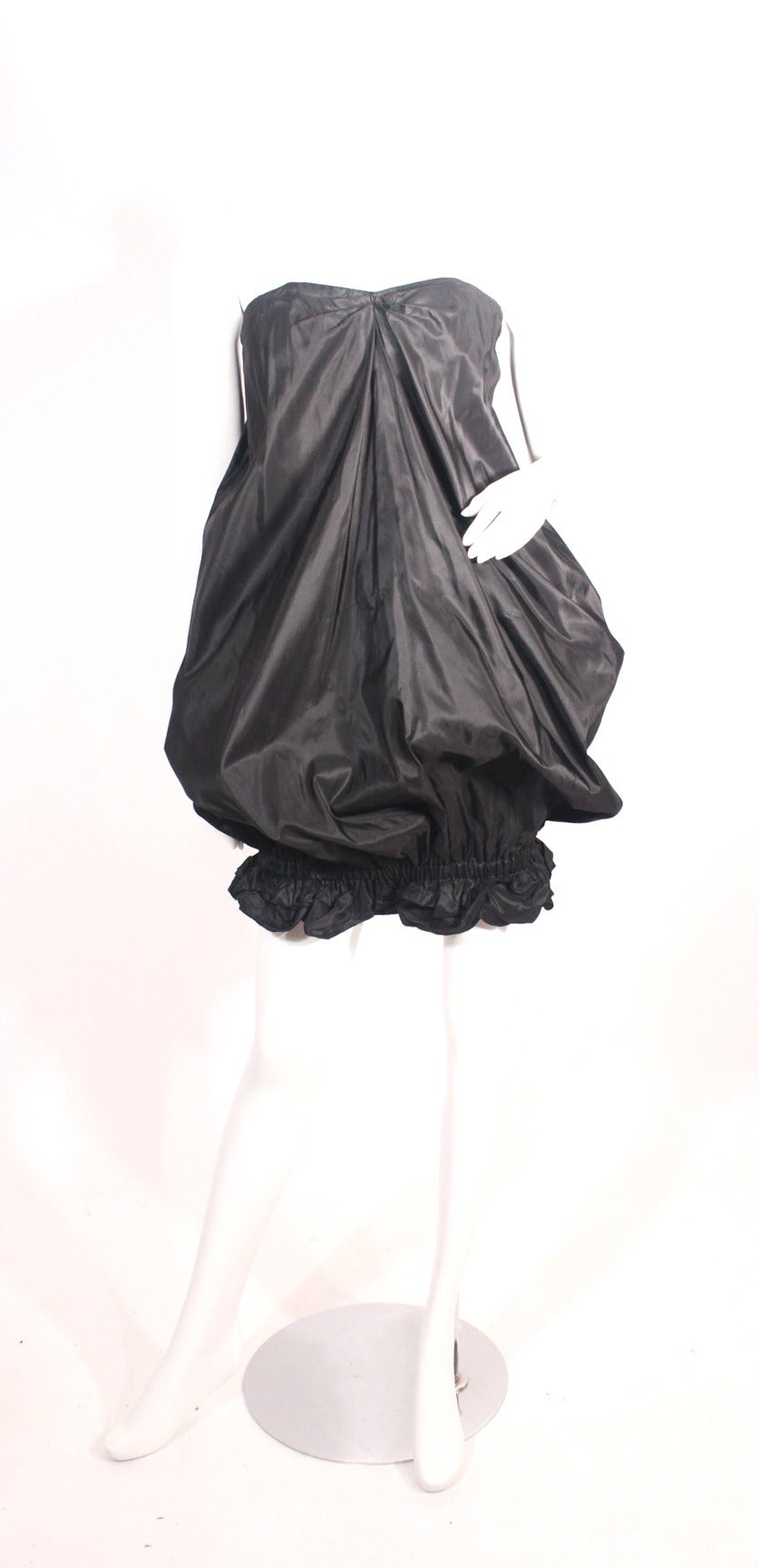 Black 1980s Yves Saint Laurent Runway Pouf Dress For Sale