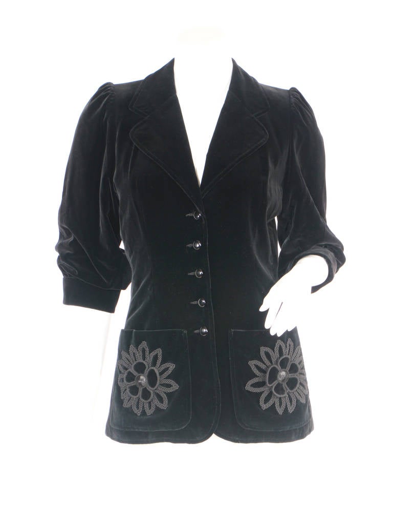 Early Yves Saint Laurent Rive Gauche Velvet Jacket